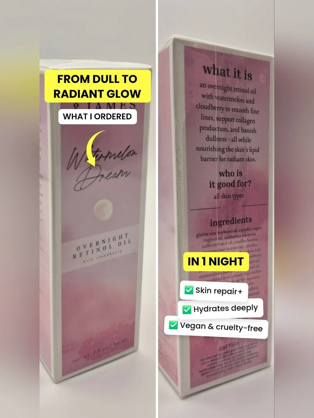 Dallas & James Watermelon Dream Overnight Retinol Oil 1 fl oz Sealed Exp 08/2028